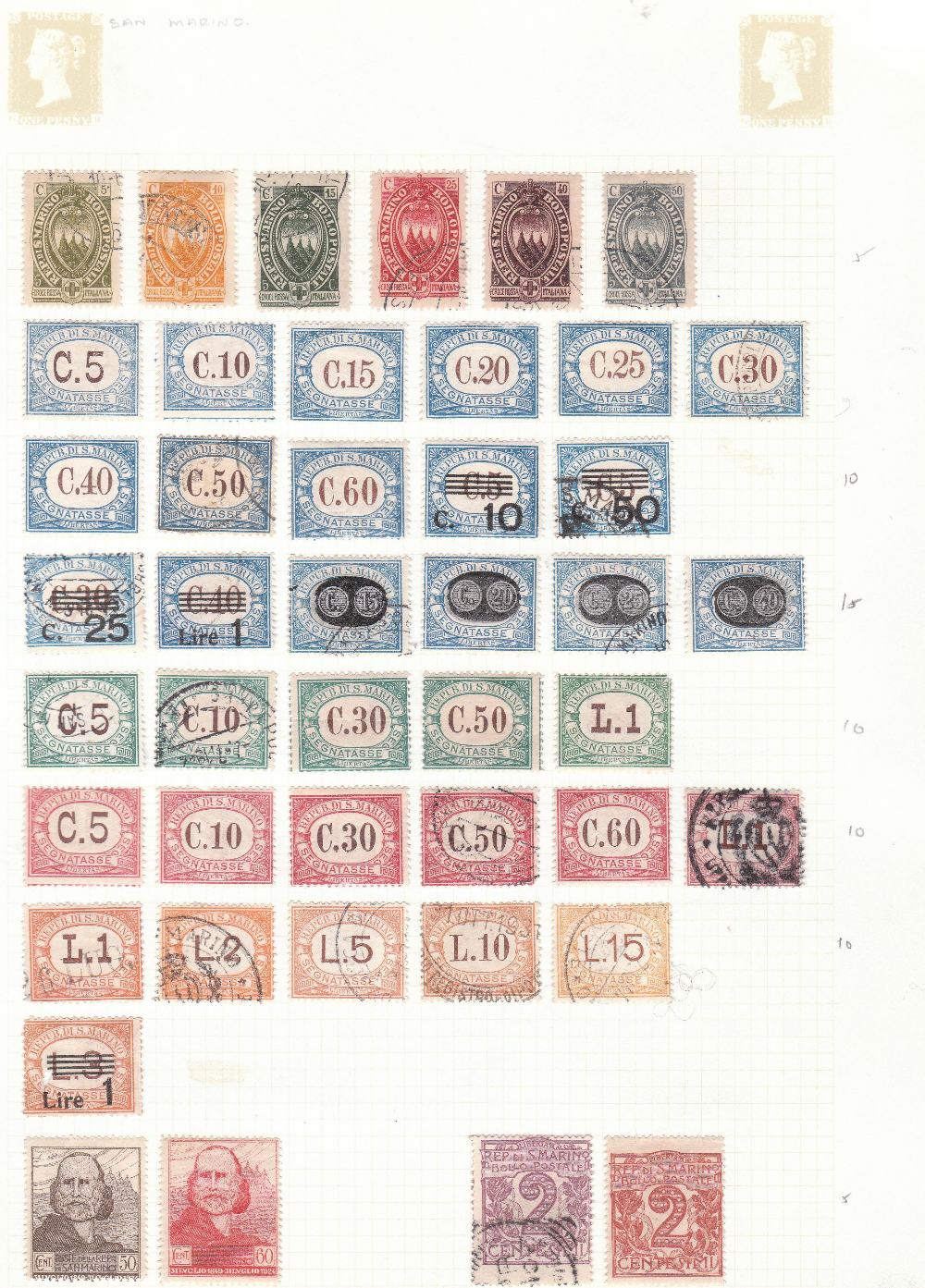 San Marino 1924-1936 Mint + used range mostly Postage Due issues (44) good lot.