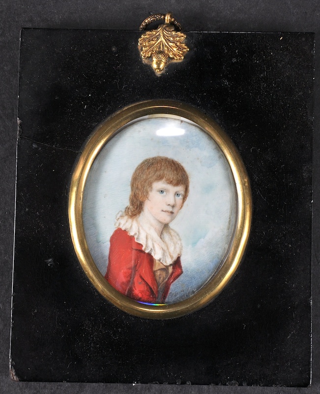 Style of Richard Cosway (1742-1821) Portrait of a Boy, bears a signature, 2.75” x 2.25”.
