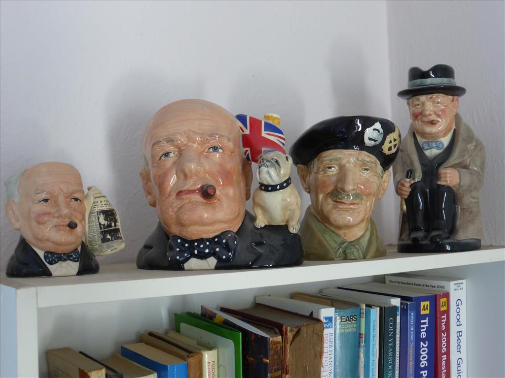 SMALL COLLECTION OF ROYAL DOULTON CHARACTER JUGS, 3 WINSTON CHURCHILL AND ONE MONTY P&P 22