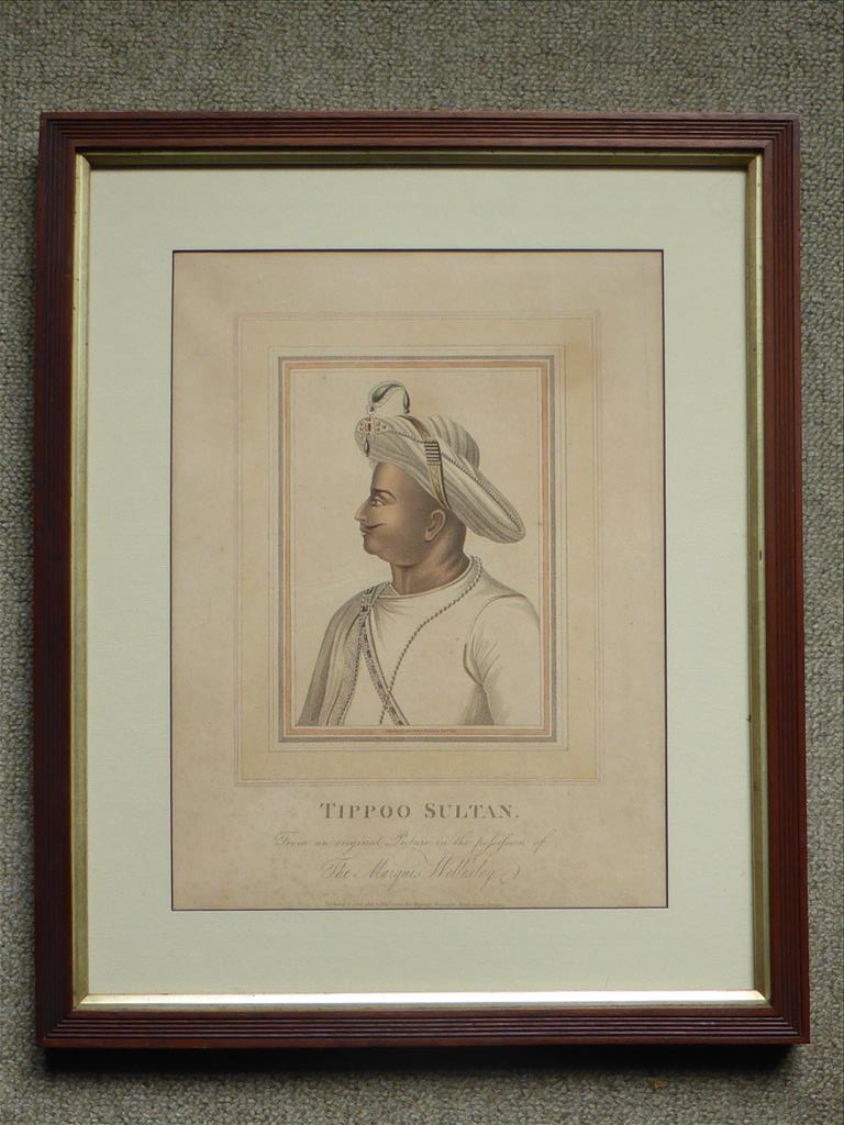 FRAMED ENGRAVED ETCHING TIPPOO SULTAN, PUBLISHED AND SOLD BY EDWARD ORME TOGETHER WITH A FRAMED