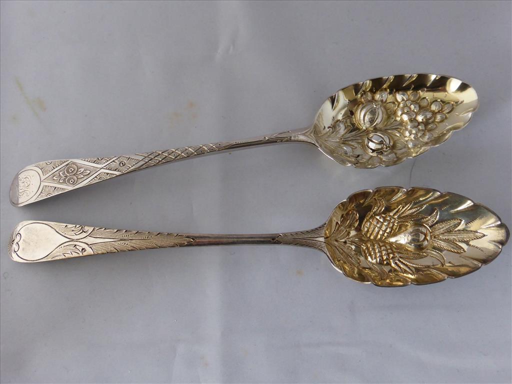 BERRY SPOON PETER AND ANN BATEMAN LONDON 1794 APPROX 2 OZS AND A HESTER BATEMAN LONDON 1786 DITTO