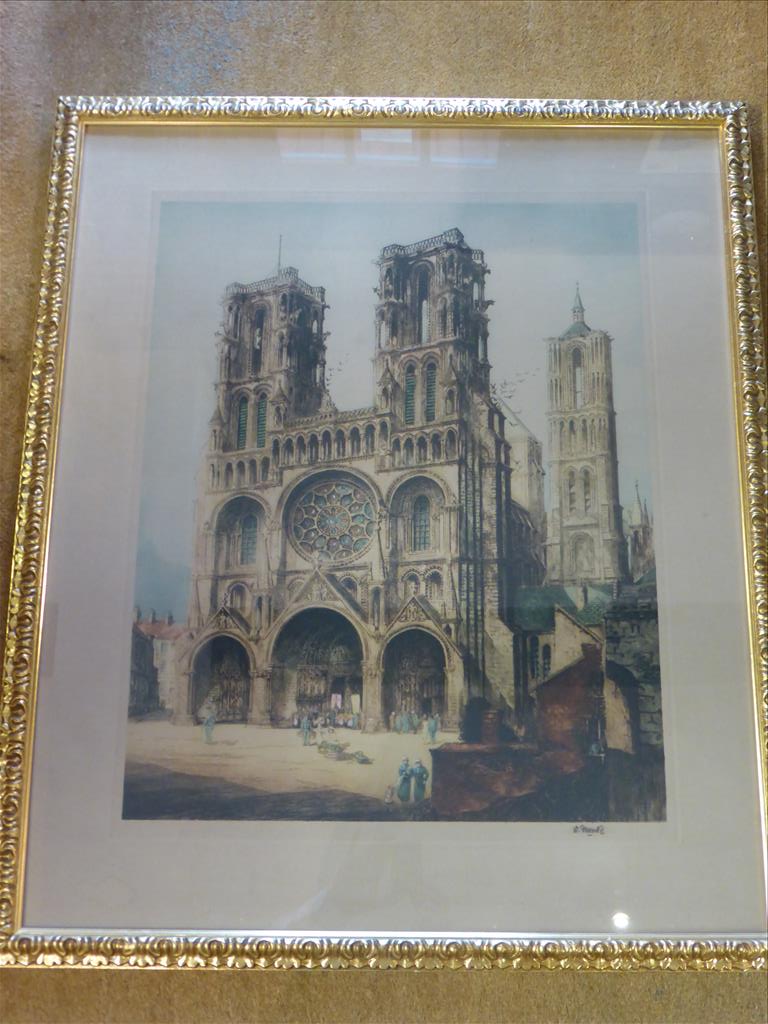 ETCHING, REIMS CATHEDRAL BY WILLIAM MONK 1863-1937, APPROX. 26 X 21 INS. P&P N/A