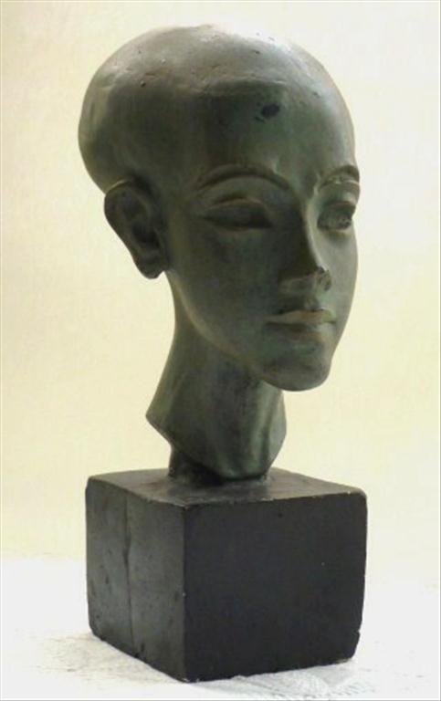 19TH CENTURY MUSEUM PLASTER CAST EGYPTIAN HEAD OF QUEEN NEFERTITI APPROX. 12 INS.Postage Cost (