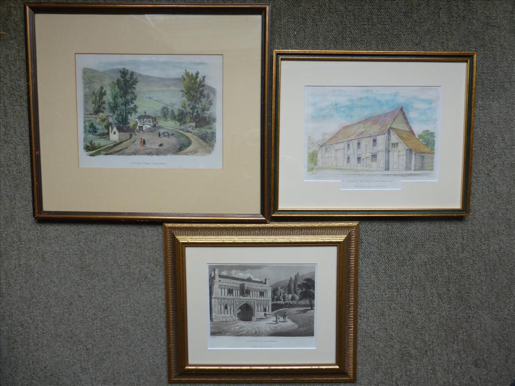 7 VARIOUS GOOD QUALITY AND RARE MALVERN ENGRAVINGS/ PRINTS INC. VERY RARE 1833 GUESTEN HALL AND