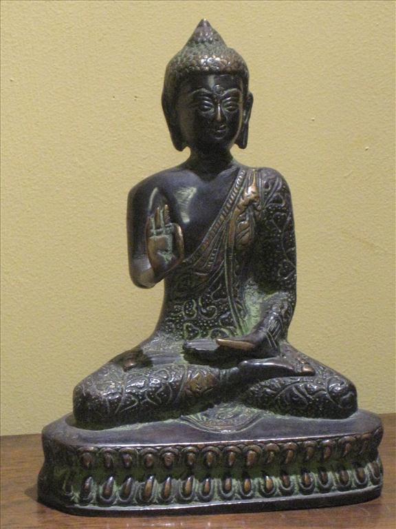 EARLY 19TH CENTURY PATTINATED BRONZE BHUDDIST FIGURE, APPROX. 7.5 INS. HIGHPostage Cost (basic) : £