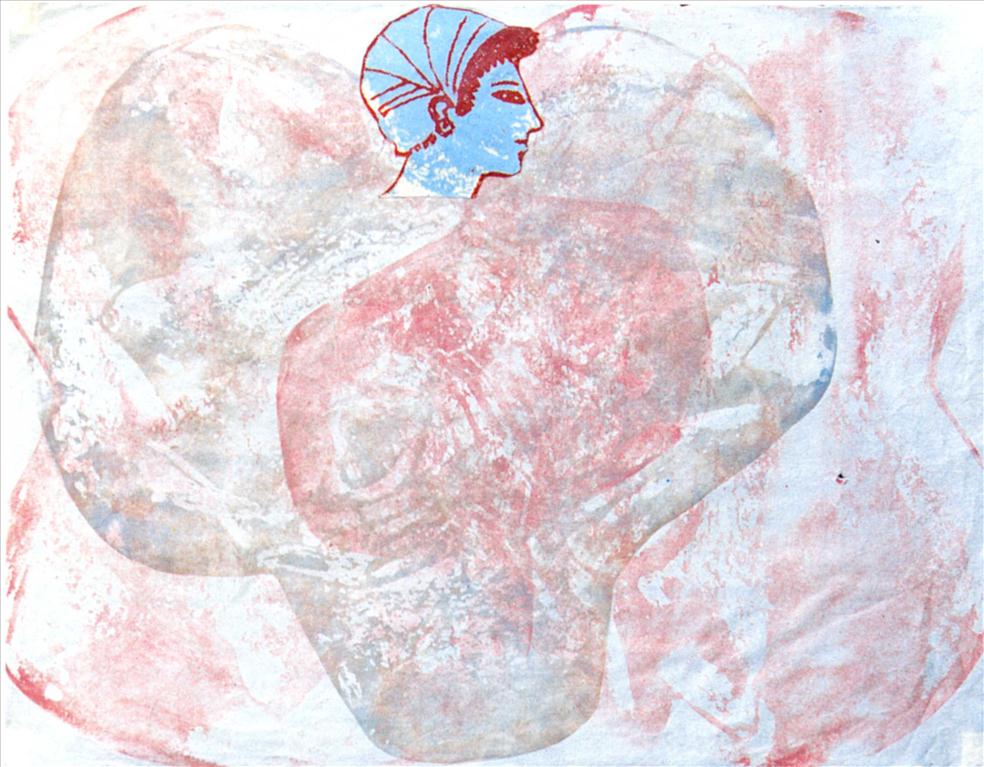 NANCY SPERO `FIGURE` HAND PAINTING AND COLLAGE 1988 APPROX. 24 X 129.5 INS.Postage Cost (