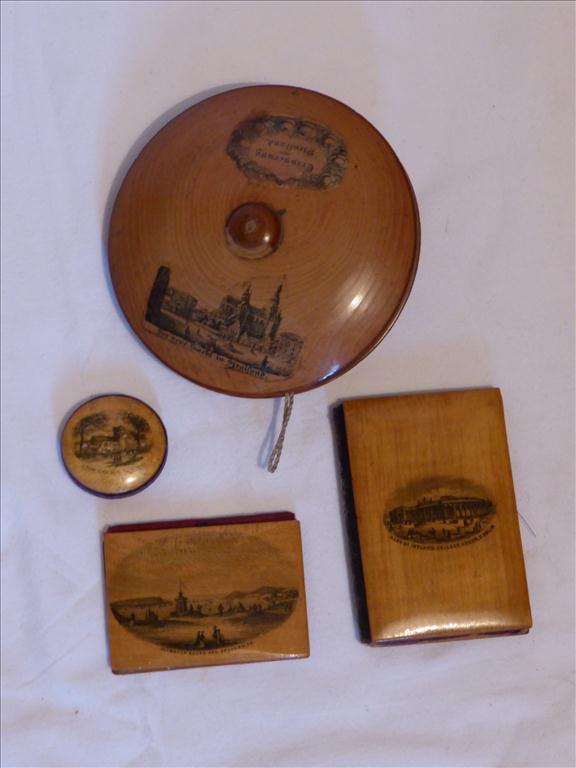 MAUCHLINEWARE INC. 2 RECTANGULAR NEEDLE CASES, PLYMOUTH SOUND AND COLLEGE GREEN DUBLIN, ROUND PIN