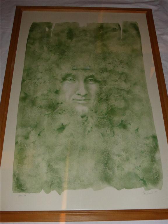 ROSE GARRARD, 2 ACRYLIC PAINTINGS, `GREEN MAN` AND `GREEN WOMAN` 1999, APPROX. 48 X 32 INS.