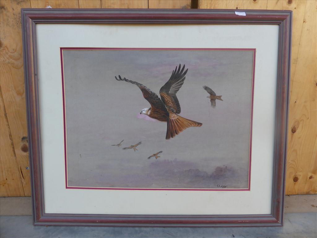 WATERCOLOUR GEORGE EDWARD LODGE KITES IN FLIGHTPostage Cost (basic) : £ n/a