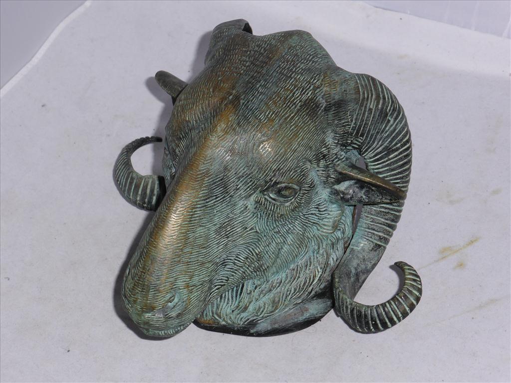 CAST BRONZE RAM`S HEAD APPROX. 8 INS.Postage Cost (basic) : £30