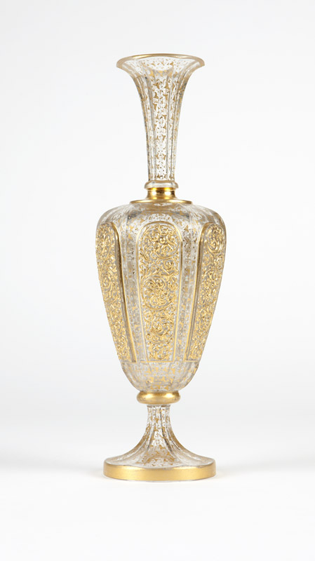 1035 A Bohemian gilt-enameled glass vase Second half 19th century, probably Moser, the flared neck