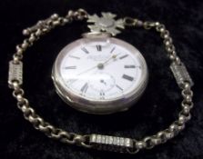 Henry Levy & Co silver pocket watch & Persian silver fob chain