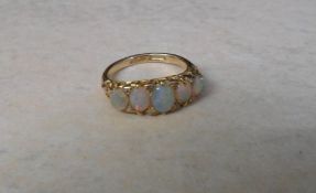 18ct gold opal & diamond chip ring - size approx M