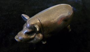 Stamped 925 silver pig vesta case