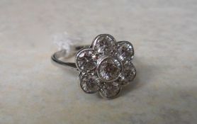 18ct white gold & diamond ring, approx 1.5ct diamonds - size approx P