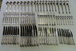 84pc silver cutlery service for 8 place settings consisting of knives, forks, fish knives, soup &