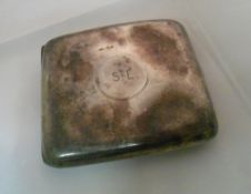 Silver cigarette case engraved 'S.L' , Chester 1923, 3.5oz