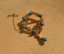 Vict pearl & turquoise brooch