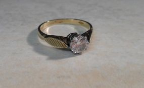 18ct gold  diamond solitaire ring approx 0.6 ct - approx size N 1/2