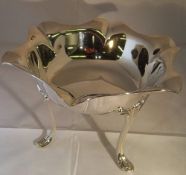 Tall silver bon bon dish on three legs - wt approx 10 oz, Sheff 1906