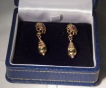 18ct gold drop amethyst earrings