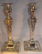Lg pair silver candlesticks ht approx 33 cm - Sheff 1901