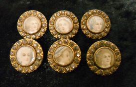 6 late 19th/early 20th cent portrait buttons stamped A P & Cie to rear
