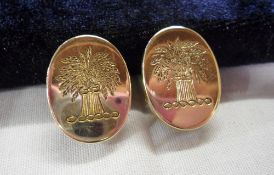 Tested 9ct gold cufflinks with wheat sheaf motif