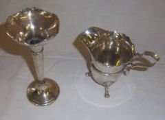 Silver cream jug Lon 1905 & Silver vase - wt approx 4 oz