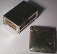 Silver vesta case inscribed 'L R Lancaster', Birm 1897 & silver matchbox holder, Lon 1904