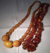 2 amber necklaces