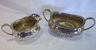 Silver cream jug & silver sugar bowl Lon 1829 approx wt 19 oz