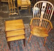Sm nest of tables & windsor chair