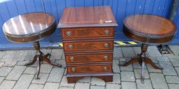2 Regency style drum tables & stereo cabinet