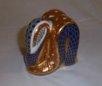 Royal Crown Derby old Imari snake paperweight with silver stopper