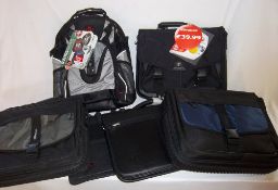 Swissgear backpack, Targus laptop bags & leather briefcase, green metal frame backpack and folding