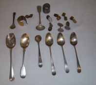 Sel of silver spoons, cufflinks etc - wt approx 4.5 oz