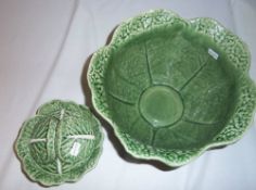 Lg cabbage shaped salad bowl & smaller lidded cabbage shaped bowl