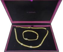 Cased H Samuel necklace and bracelet stamped 925 silver with gold plating