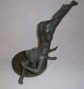 Bronze figurine of a lady diving