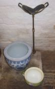 Chinese style jardiniere, chamber pot & shooters stick seat