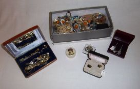 Sel of costume jewellery inc Erica Weiner vintage brooch, cufflink's , watches, Sarah Coventry 70s