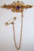 Vict amethyst & gold bar brooch