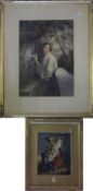 Baxter print of a Victorian lady & "The Descent from the Cross"