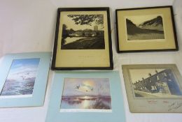 2 framed photographs "Saunton Sands, N.Devon" & "Kew Bridge, Brenton", & 2 prints by A Dubac of