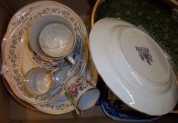 Sel of old ceramics inc Derby stands, Quimper plate, Ironstone china etc.