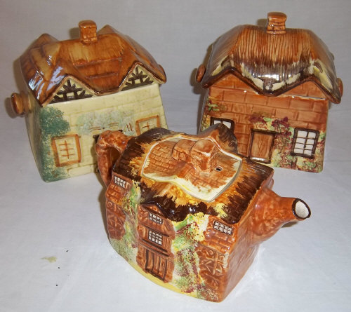 Cottage Ware teapot & 2 biscuit jars