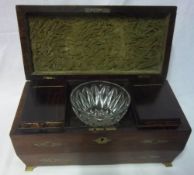 Vict tea caddy rosewood with brass inlay