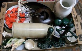 Mixed box of crockery, figures, vase etc