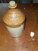 Doulton Lambeth ware 'Allison + Co' Louth bottle & pr of sugar bows stamped Harry Colbeck, Louth